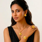 Set of Rose Necklace, Earrings, Bracelet and Ring