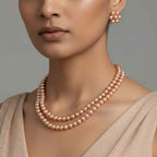 Multilayer Golden Brown Pearl Set With Earrings (Pack of 1)